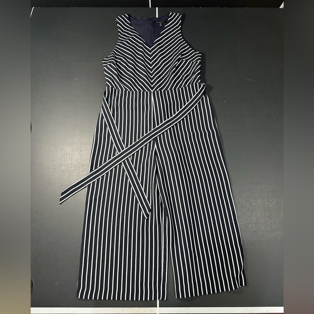 Banana Republic Navy & White Striped Sleeveless Jumpsuit Petite 12